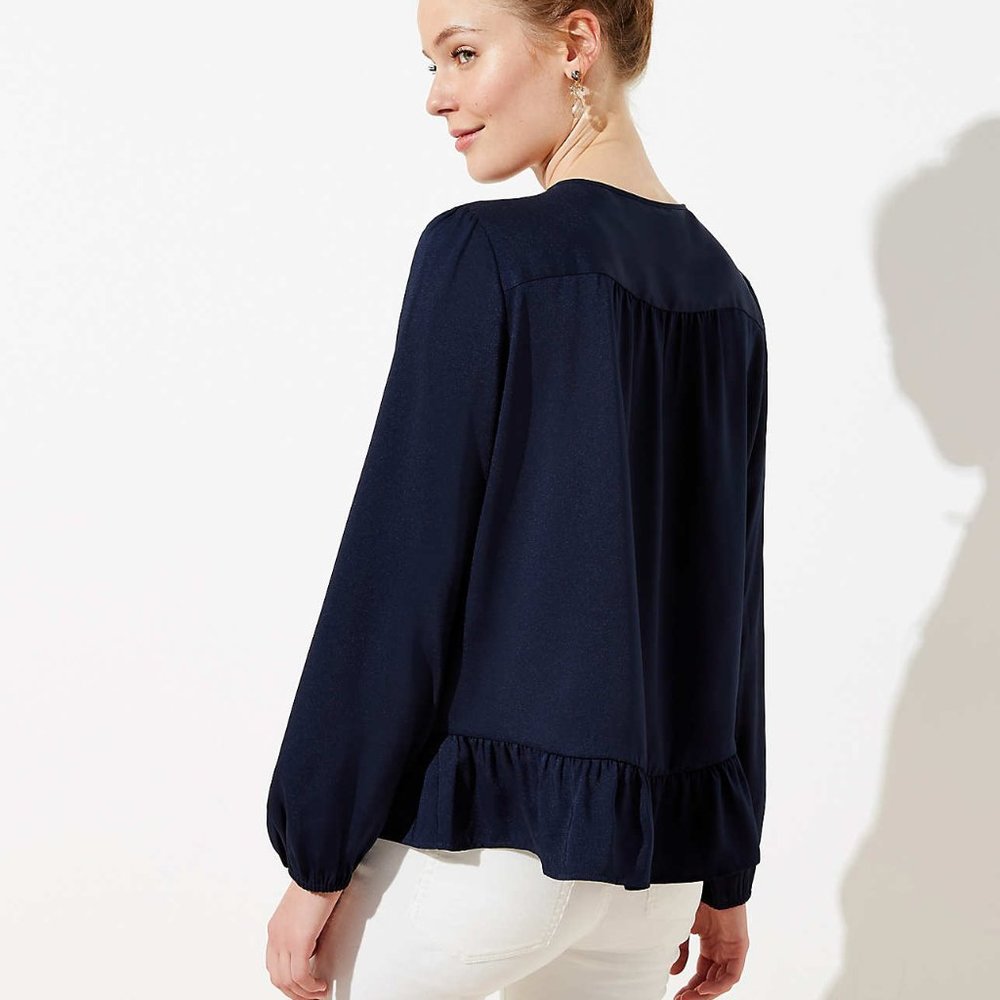 Nwt Loft Split Neck Ruffle Blouse - image 3